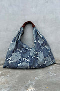 Sumi Tote — indigo chrysanthemum print